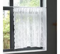 Homxi 1 Piece Curtain Sets for Bedroom,1 x 30W x 35H,Curtains for Bedroom Short White,Lace with Embroidery Short Curtains Small Window with Rod Pocket