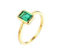 Homxi 14 K Gold Engagement Rings for Women, Simple Solitaire Rectangle with 1.2ct Emerald, Gold Green Anniversary Ring Size T 1/2