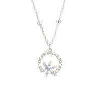 Homxi 14 K White Gold Necklaces Pendant for Women, Maple Leaf and Stars with Moissanite, Silver Necklace Women for Wedding