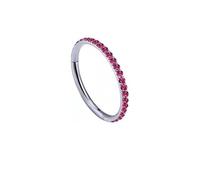 Homxi 16 Gauge (1.2x10mm) Silver Red Piercing Nose Ring Stud for Women, Hoop with Cubic Zirconia, Titanium Piercing Jewelry for Men Daily Wear