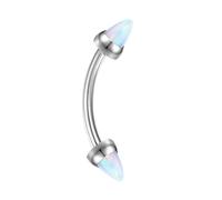 Homxi 16 Gauge (1.2x12mm) Nose Ring Piercing Silver White, Curved with Double-sided Tapered Opal White, Titanium Nose Ring for Women Men