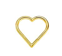 Homxi 16 Gauge (1.2x8mm) Nose Rings Gold, Hollow Heart, Titanium Nose Piercing for Nose Cartilage