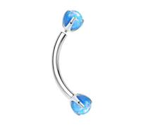 Homxi 16 Gauge (1.2x8mmx4mm) Nose Ring Silver Blue Opal, Round with Opal, G23 Titanium Nose Ring for Women
