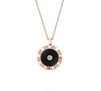 Homxi 18 K Rose Gold Necklace Chain Women,Round with 0.05ct Diamond Rose Gold Black Necklaces for Women