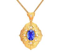 Homxi 18K Gold Chain Necklace Women,Flower and Oval with 1.14ct Sapphire and Diamond Women Necklace Chain Gold