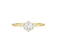 Homxi 18K Rings Gold for Women, 6x6mm Round with Moissanite, Anniversary Ring Gold Women Rings Size 10.5