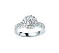Homxi 18K White Gold Anniversary Ring for Women, Round with 0.7ct Created Diamond, Silver Wedding Engagement Ring for Women Size P 1/2