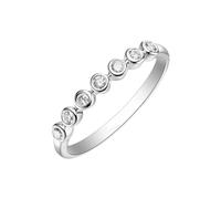 Homxi 18K White Gold for Women Engagement Ring, Simple Round with 0.14ct Diamond, Silver Rings for Women Promise Size P 1/2
