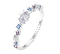 Homxi 18K White Gold for Women, Oval with Moissanite, Silver Wedding Band Rings for Women Rings Size 7