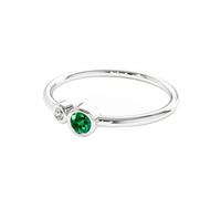 Homxi 18K White Gold Ring Women, 4x4mm Round with Created Emerald and Moissanite, Silver Anniversary Rings for Women Ring Size 6