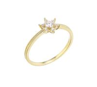 Homxi 18K Yellow Gold Womens Ring, Flower with Moissanite, Yellow Gold Women Engagement Rings Size 7