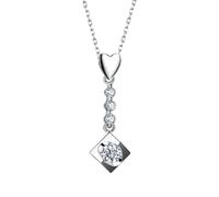 Homxi 18Kt White Gold Necklaces for Women,Heart and Oval with 0.14ct Diamond Women's Silver Chain Necklac