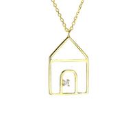 Homxi 18Kt Yellow Gold Necklaces for Women,House Shaped with Diamond Gold Necklace Women Chain