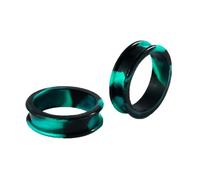 Homxi 2 Pcs 5/8 inch Silicone Tunnels Gauges,Earring Gauges 16mm Round Hollow Tunnels Stretching Kit Black Green