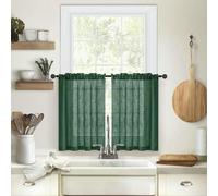 Homxi 2 Piece Curtain Sets for Bedroom,2 x 25W x 37H,Dark Green Window Curtains Short Solid Color Curtains Short Rod Pocket