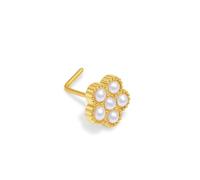Homxi 20 Gauge (0.8x7mm) Gold Nose Ring, Flower and Pearls, Stainless Steel Body Piercing for Unisex