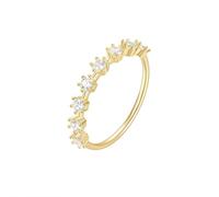 Homxi 9 Karat Gold Ring Women Ring, 3x3mm Round with Moissanite, Gold Eternity Bands Size 6.5