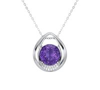 Homxi 925 Silver Necklace Pendant Women,Teardrop Shape and Round with 15ct Created Amethyst Necklaces for Women Silver Purple Pendant