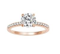 Homxi 925 Sterling Silver Promise Ring for Women Personalized, 4 Claws Solitaire Round with Cubic Zirconia, Rose Gold Band Ring for Women Size N 1/2