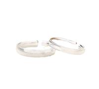 Homxi 925 Sterling Silver Ring Adjustable for Couple, Geometric Lines, Wedding Rings Silver Couple Set
