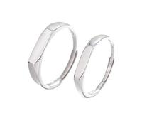 Homxi 925 Sterling Silver Rings Adjustable Engagment for Couple, Rectangle, Engagement Ring Set Silver