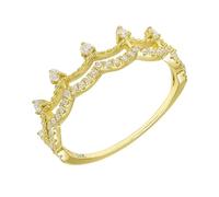 Homxi 9K Gold Eternity Rings for Women, Crown with Moissanite, Engagement Rings Yellow Gold for Women Ring Size 8.5