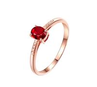 Homxi 9K Rose Gold Women Wedding Rings, 4 Prongs Oval with 0.43ct Ruby and Diamond, Engagement Ring Rose Gold Size P 1/2