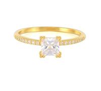Homxi 9K Yellow Gold Womens Ring, Square with Moissanite, Promise Rings Yellow Gold Size 10
