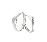 Homxi Adjustable Ring 925 Sterling Silver Couple Wedding, Round with Cubic Zirconia, Silver Wedding Rings Sets His and Her