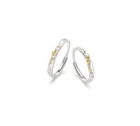 Homxi Adjustable Wedding Band Sterling Silver Couple, Star, Silver Gold Wedding Rings His and Hers