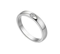 Homxi Anniversary Ring Platinum 950 for Women, Simple Solitaire Round with 0.04ct Diamond, Silver Wedding Band Ring Women Size M 1/2