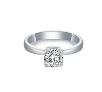 Homxi Anniversary Ring White Gold 9ct for Women, Simple Solitaire 4 Claws Round with 0.53ct Diamond, Womens Wedding Rings Silver Size V 1/2