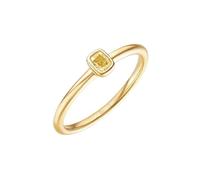 Homxi Anniversary Ring Women 9 K Yellow Gold, Solitaire Rectangle with 0.14ct Diamond, Yellow Gold Wedding Ring for Women Size Q 1/2