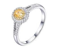 Homxi Anniversary Ring Womens 18 ct White Gold, Oval with 0.25ct Diamond, Eternity Ring Silver Yellow Size M 1/2