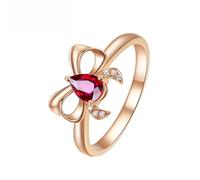 Homxi Anniversary Ring Womens 9K Rose Gold, Bowknot and Water Drop with 0.31ct Tourmaline and Diamond, Women's Engagement Rings Rose Gold Size R 1/2