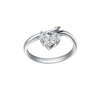 Homxi Anniversary Rings Bands for Women 14 K White Gold, Heart with 0.6ct Created Diamond, Engagement Ring Silver for Women Size H 1/2