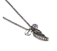 Homxi Ashes Keepsake Necklace,Angel Wing with June Birthstone and Letter D Pet Ashes Necklace Stainless Steel Silver Necklace Urns for Human Ashes