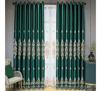 Homxi Bedroom Curtains Blackout 2 Panel Sets,2 x 54W x 90H,Blackout Curtains for Windows Green Embroidery Pattern Draperies Eyelets