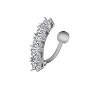 Homxi Belly Button Ring Surgical Stainless Steel Belly Button Piercing 14G,Barbell Belly Button with Cubic Zirconia Silver Belly Rings for Women