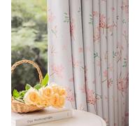 Homxi Blackout Curtains Bedroom 2 Panel Sets,2 x 52W x 45H,Window Drapes Blackout Pink Flower Pattern Window Curtain Pinch Pleats for Drapes