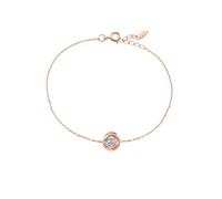 Homxi Bracelet Rose Gold for Women 14 K, Chain with Round and Diamond, 7.87" + 1.18" Extender, Women's Chain Bracelet Adjustable Rose Gold