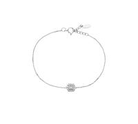 Homxi Chain Bracelet White Gold 14 Kt Women, Chain with Square and Diamond, 7.48" + 1.18" Extender, Silver Adjustable Bracelet for Women