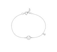 Homxi Chain Bracelets for Women White Gold 14 Kt, Chain with Pearl 7.5-8mm and Diamond, 7.87" + 1.18" Extender, Silver Bracelet for Wedding for Women