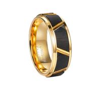 Homxi Classic Men Tungsten Wedding Ring Custom, 6MM/8MM Brushed Round, Mens Ring Band Black Gold