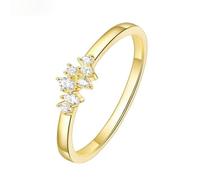 Homxi Classic Women 925 Sterling Silver Wedding Ring Custom, Simple Round with Cubic Zirconia, Gold Promise Rings for Her Size R 1/2