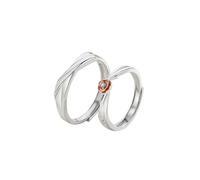 Homxi Couple Sterling Silver Engagement Ring Adjustable, Flower with Cubic Zirconia, Silver Wedding Band Sets His and Hers