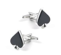 Homxi Cuff Links for Men Silver Black, Copper Poker, Men's Cufflinks Dress Shirts