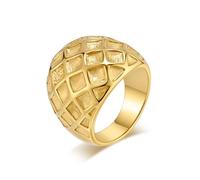 Homxi Custom Engraved Men Stainless Steel Promise Ring, 22MM with Geometric, Men Ring Band Gold Size P 1/2