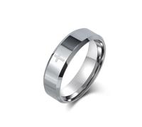 Homxi Custom Engraved Mens Tungsten Band, 6MM Polished Round and Cross, Silver Wedding Ring for Men Size Z