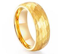 Homxi Customizable Mens Tungsten Ring, 8MM Brushed Round, Mens Gold Engagement Ring